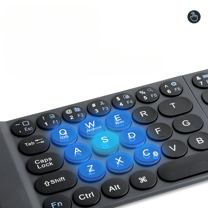 Keyboard round keycap folding keyboard with mobile phone tablet office computer, portable keyboard supports three channels