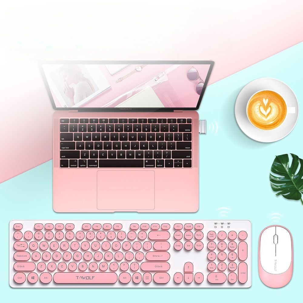 TF770 keyboard and mouse set wireless girl mint green macaron usb office business set