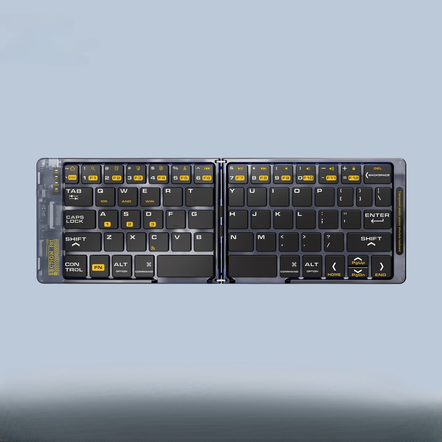 Transparent folding keyboard Suitable for mobile phones, tablets, wireless portable folding keyboard