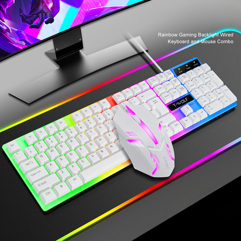 TF230 wired luminous keyboard and mouse, game office computer wired keyboard and mouse set