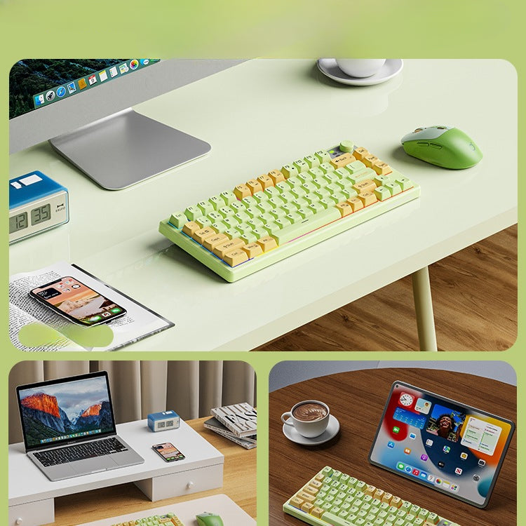 V75 wireless keyboard dual-mode bluetooth membrane mouse set silent girls office typing feel good