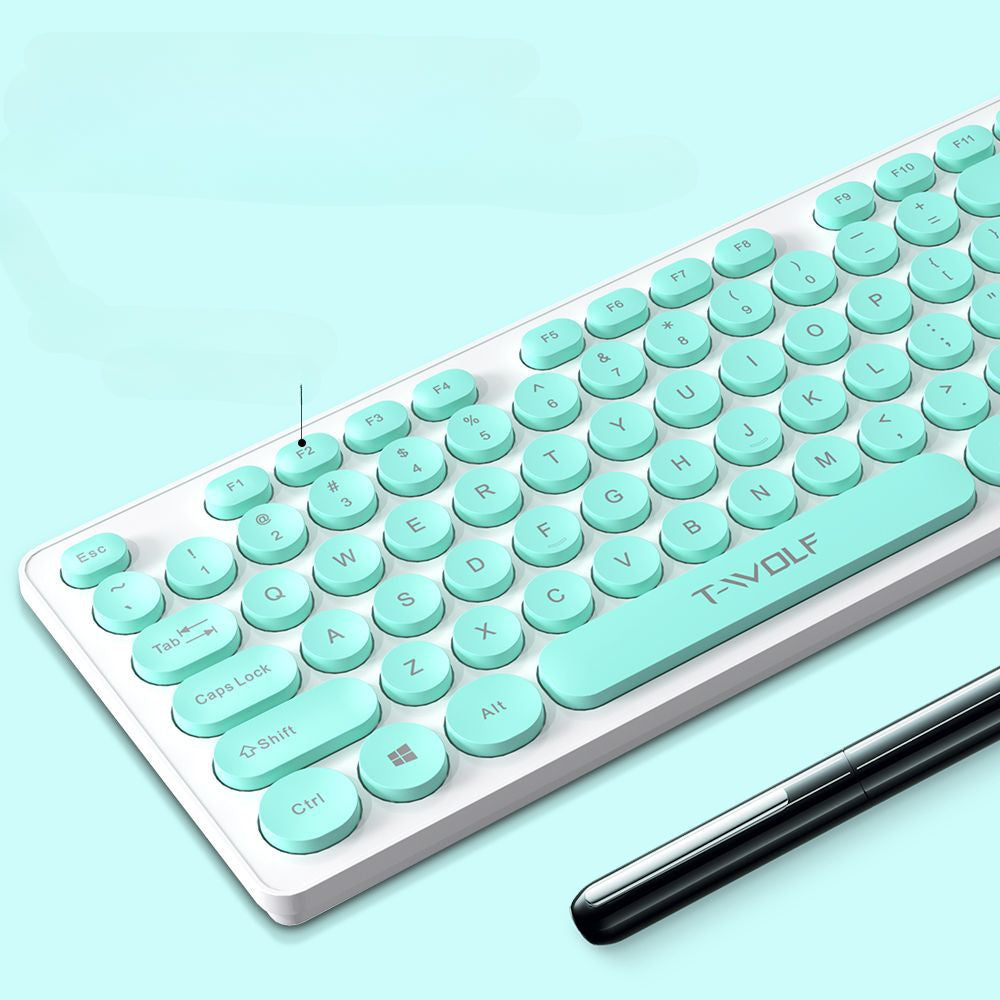 TF770 keyboard and mouse set wireless girl mint green macaron usb office business set
