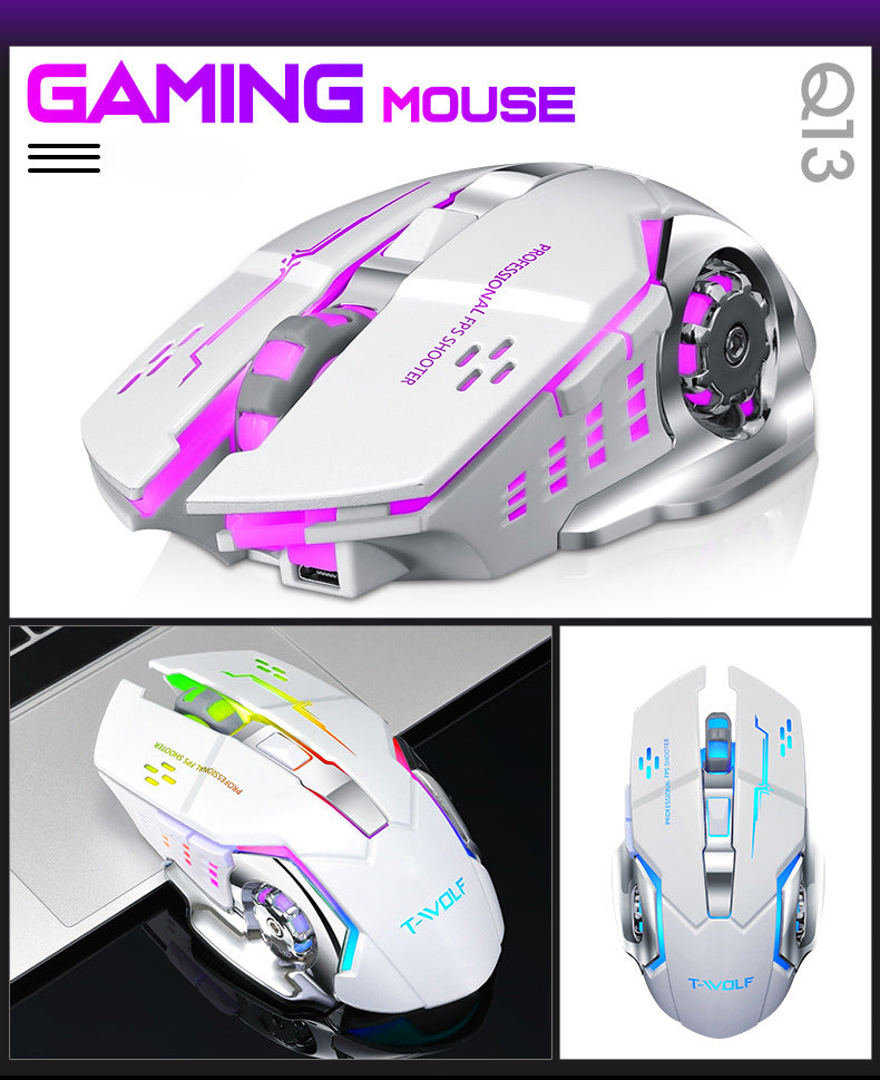 Q13 charging wireless game mouse luminous mechanical mouse mouse
