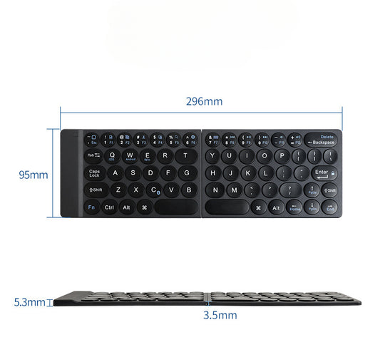 Keyboard round keycap folding keyboard with mobile phone tablet office computer, portable keyboard supports three channels