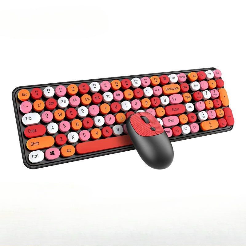 Wireless bluetooth keyboard and mouse set TF350 cross-border office girl punk lipstick retro cute keyboard