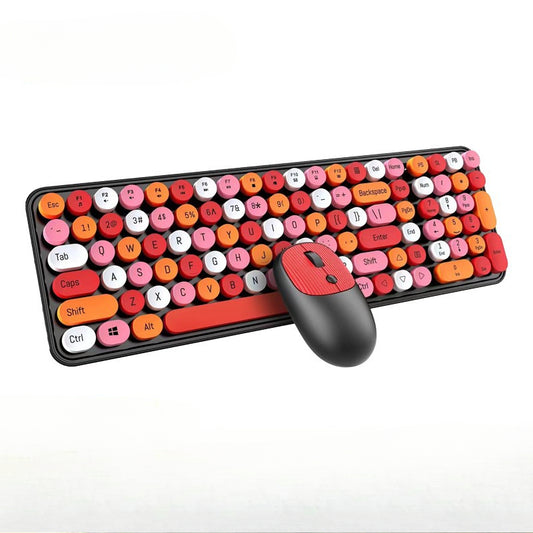 Wireless bluetooth keyboard and mouse set TF350 cross-border office girl punk lipstick retro cute keyboard