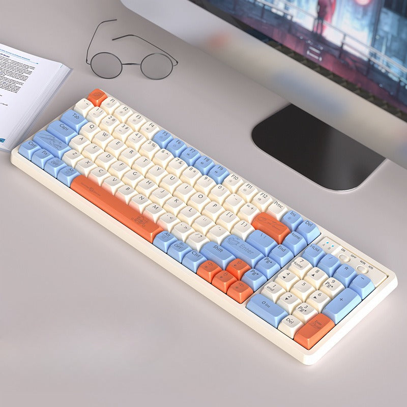 GK102 three-mode Bluetooth wireless mechanical keyboard, wired desktop notebook e-sports game green axis keyboard