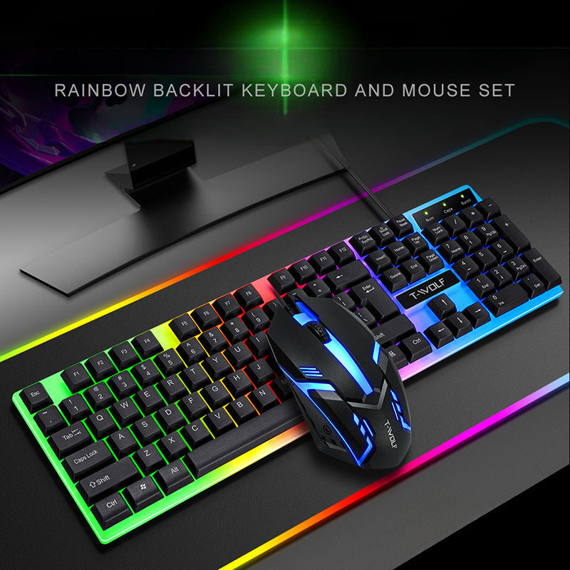 TF230 wired luminous keyboard and mouse, game office computer wired keyboard and mouse set