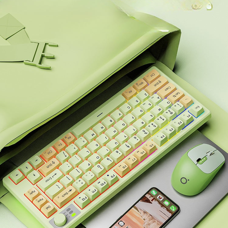 V75 wireless keyboard dual-mode bluetooth membrane mouse set silent girls office typing feel good