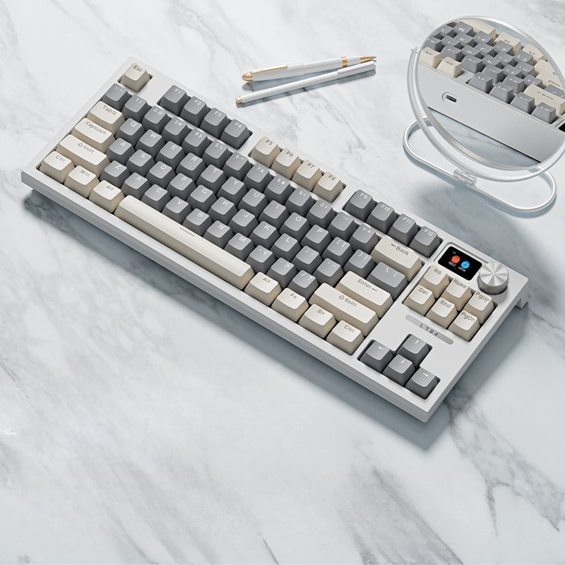 LT84 three-mode hot-swappable wireless bluetooth mechanical keyboard customized wired green axis e-sports gaming keyboard