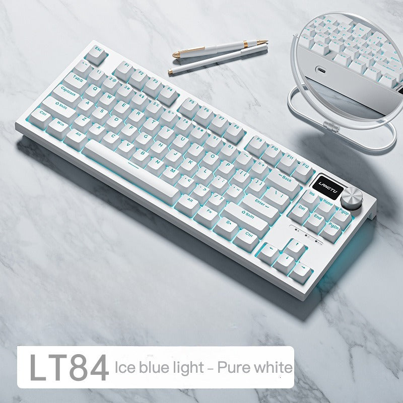 LT84 three-mode hot-swappable wireless bluetooth mechanical keyboard customized wired green axis e-sports gaming keyboard