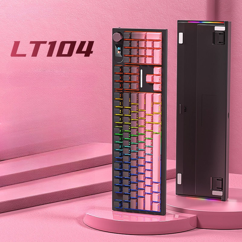 LT104 side engraved gradual change customized mechanical keyboard wireless 2.4g Bluetooth three-mode RGB keyboard