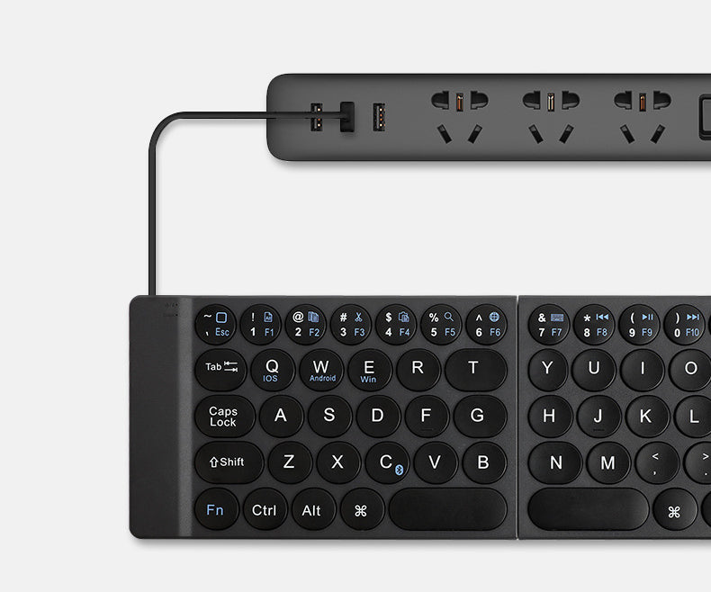 Keyboard round keycap folding keyboard with mobile phone tablet office computer, portable keyboard supports three channels