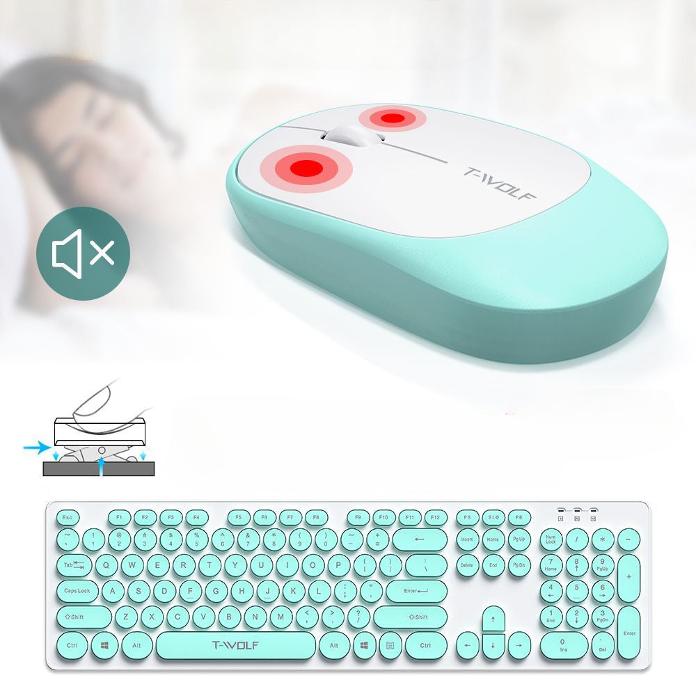 TF770 keyboard and mouse set wireless girl mint green macaron usb office business set