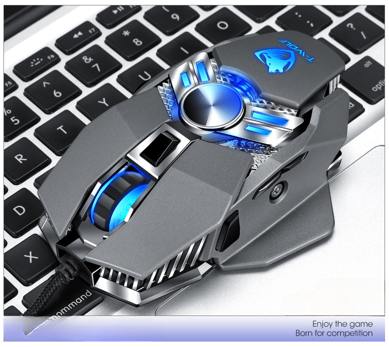 V10 game mouse wired metal luminous electronic sports mechanical computer mouse macro programming