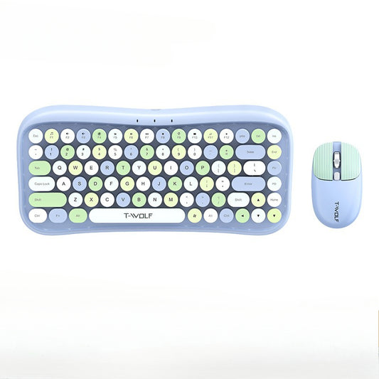 TF660 wireless bluetooth keyboard and mouse set round button color lipstick girl punk retro explosion