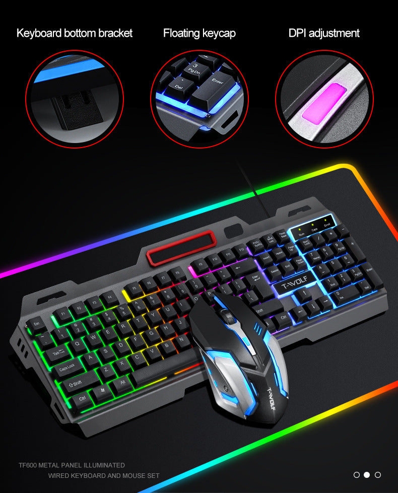 TF600 metal keyboard and mouse set mechanical feel backlight game mobile phone holder keyboard and mouse set