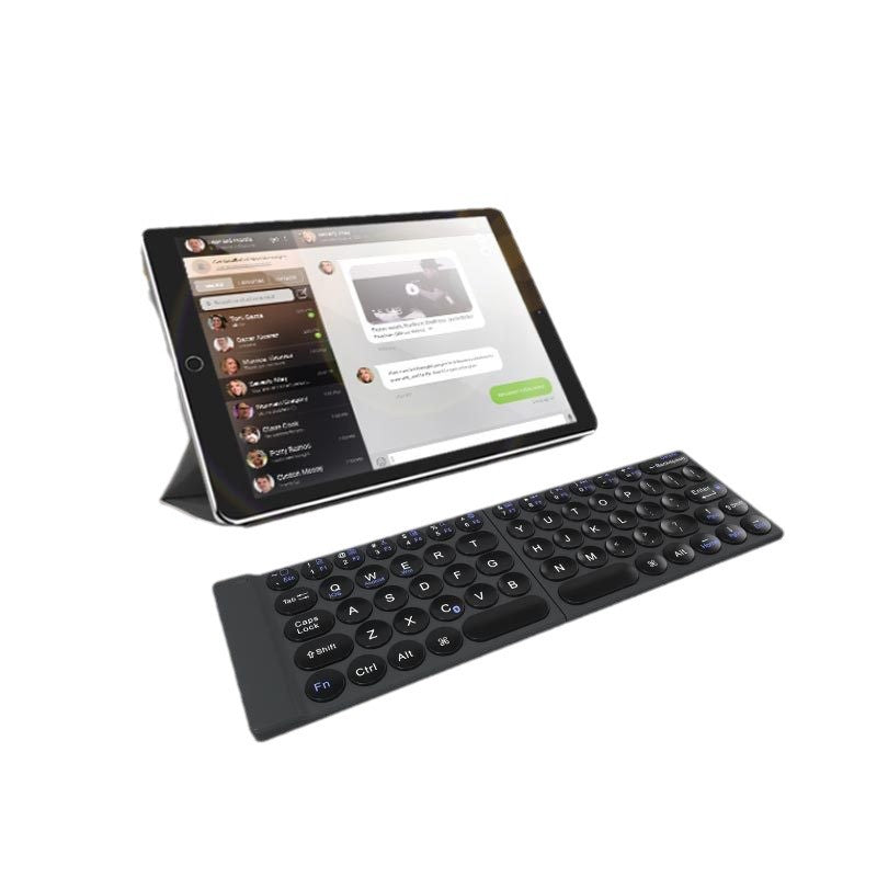 Keyboard round keycap folding keyboard with mobile phone tablet office computer, portable keyboard supports three channels