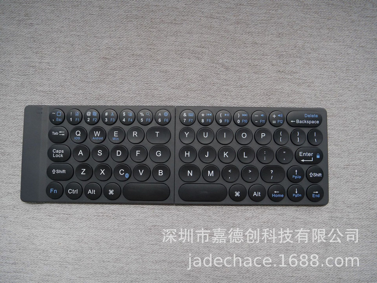 Keyboard round keycap folding keyboard with mobile phone tablet office computer, portable keyboard supports three channels