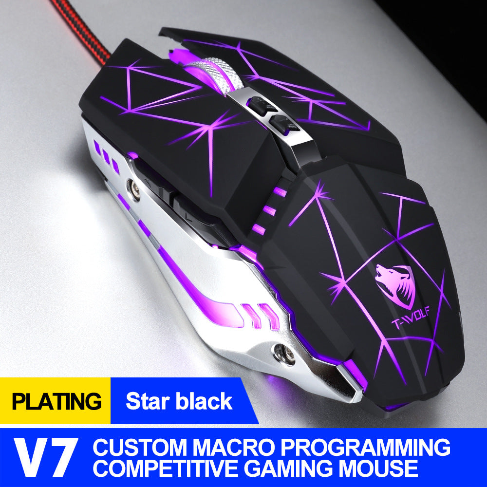 V7 Gaming Mouse Mechanical Macro Programming Gaming Glowing Emphasis Mouse USB Mouse