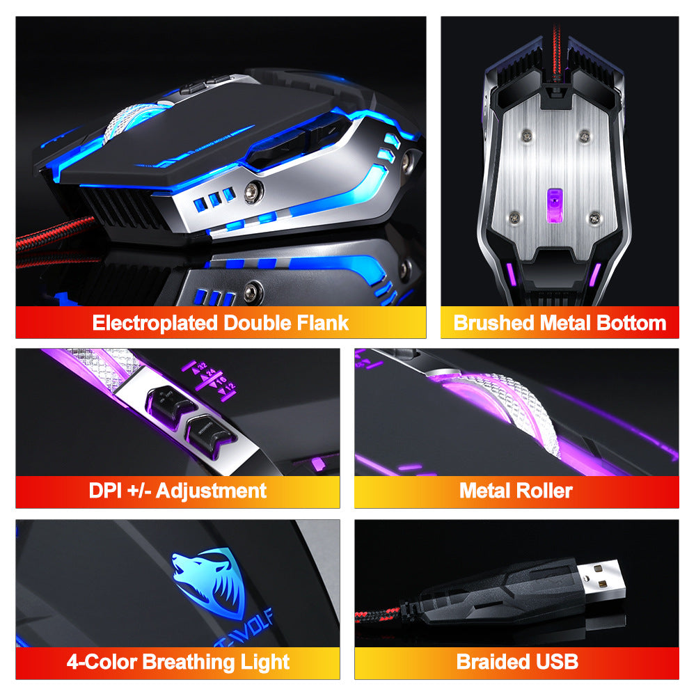 V7 Gaming Mouse Mechanical Macro Programming Gaming Glowing Emphasis Mouse USB Mouse