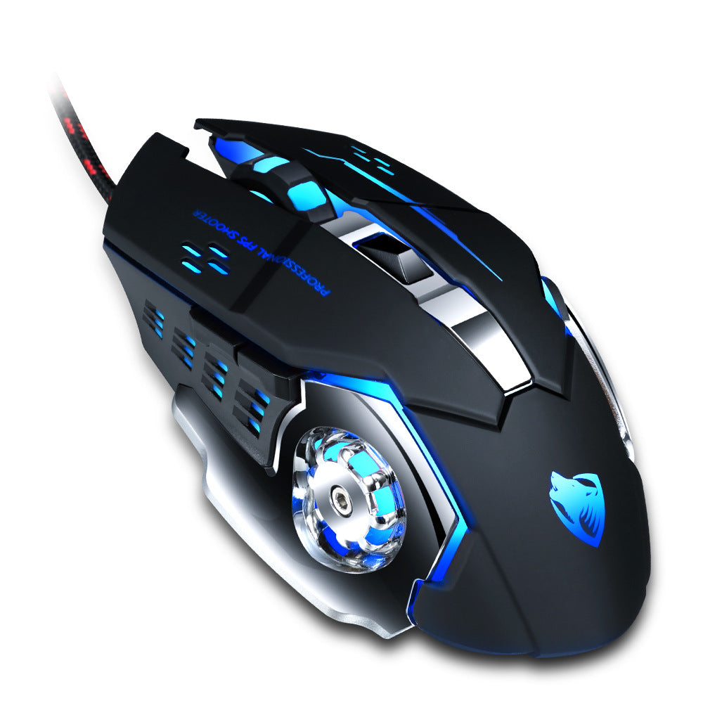 V6 game mouse macro programming eating chicken office luminous wired mechanical six-button mouse