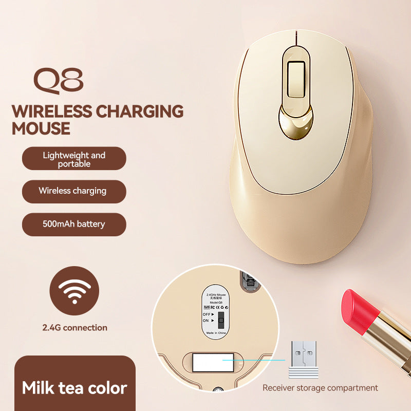 Q8 Wireless Mouse Dual Mode Girls Pink Universal Office Laptop Mouse