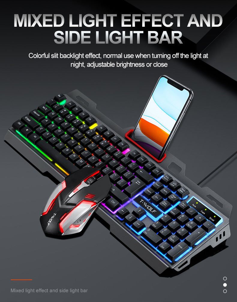 TF600 metal keyboard and mouse set mechanical feel backlight game mobile phone holder keyboard and mouse set