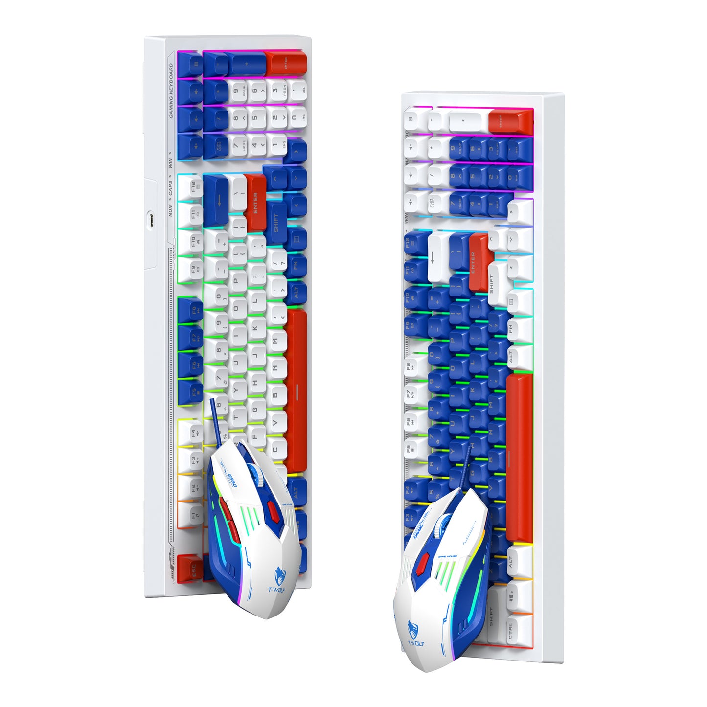 TF610 keyboard mouse game mute set mecha blue mechanical feel customized color mixing 98 keys