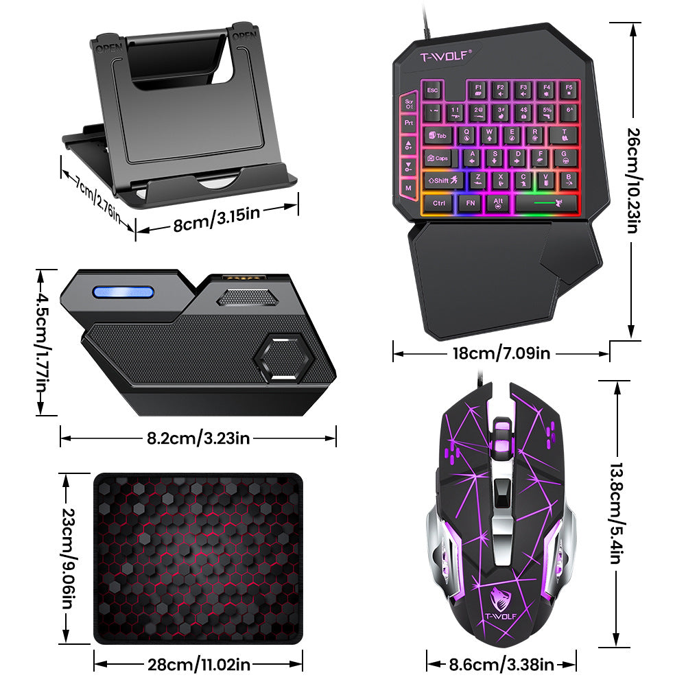 Five-piece Android PUBG Peripheral One-handed Keyboard Mouse Throne Converter Holder