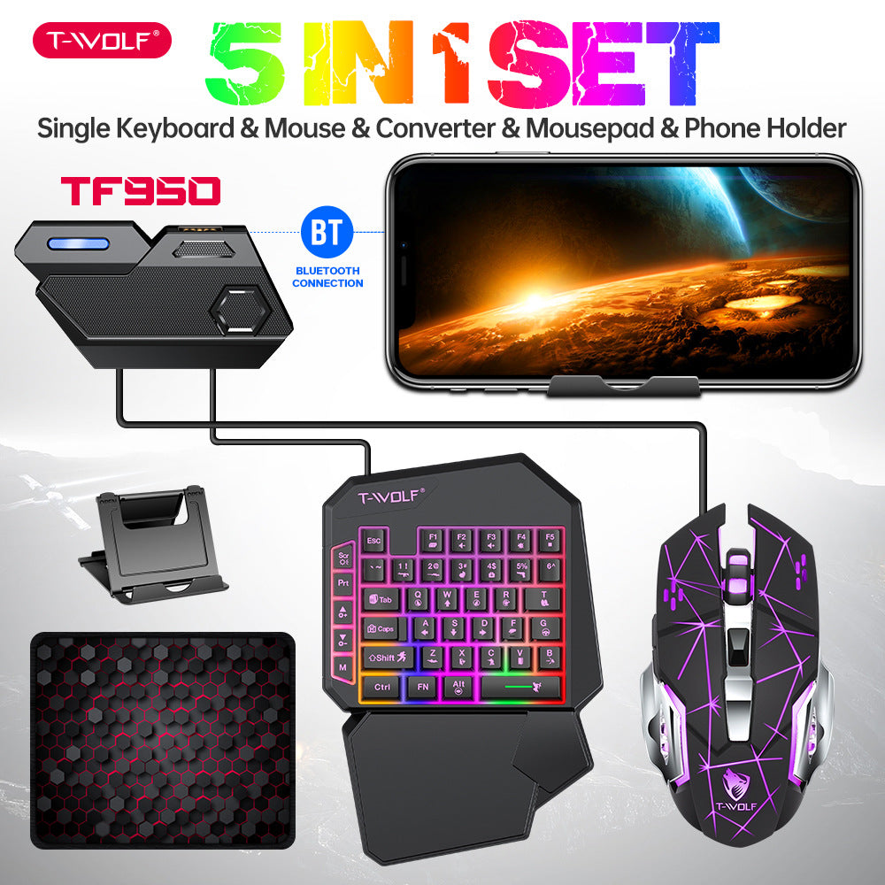 Five-piece Android PUBG Peripheral One-handed Keyboard Mouse Throne Converter Holder