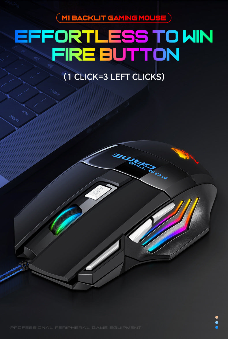 Gaming mouse, luminous e-sports USB mouse 7-button mechanical European and American HOT wired mouse