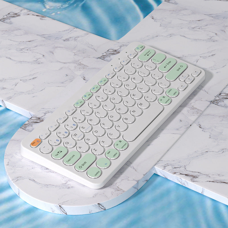 Blue wireless rechargeable new three-mode wireless keyboard and mouse set phablet notebook Android set