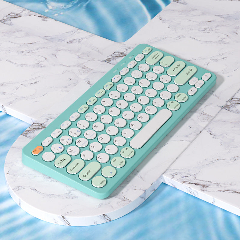Blue wireless rechargeable new three-mode wireless keyboard and mouse set phablet notebook Android set