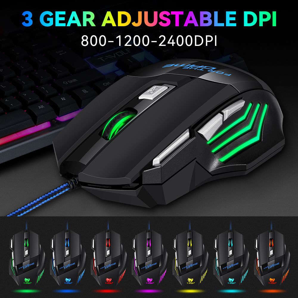 Gaming mouse, luminous e-sports USB mouse 7-button mechanical European and American HOT wired mouse
