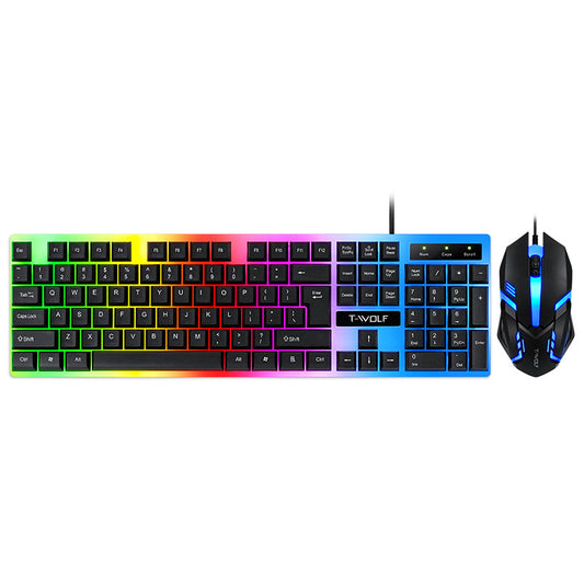 TF230 wired luminous keyboard and mouse, game office computer wired keyboard and mouse set