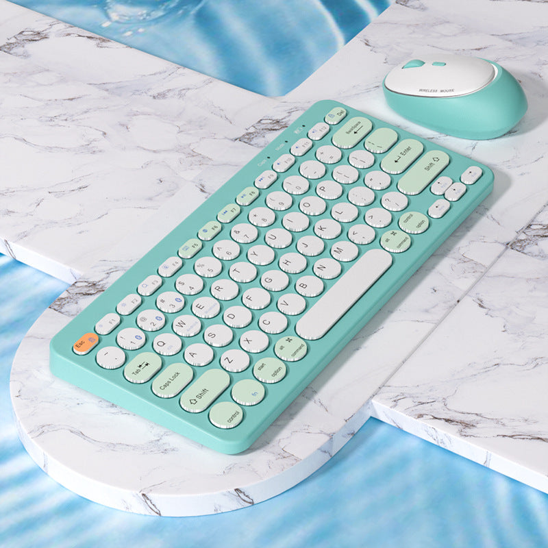 Blue wireless rechargeable new three-mode wireless keyboard and mouse set phablet notebook Android set