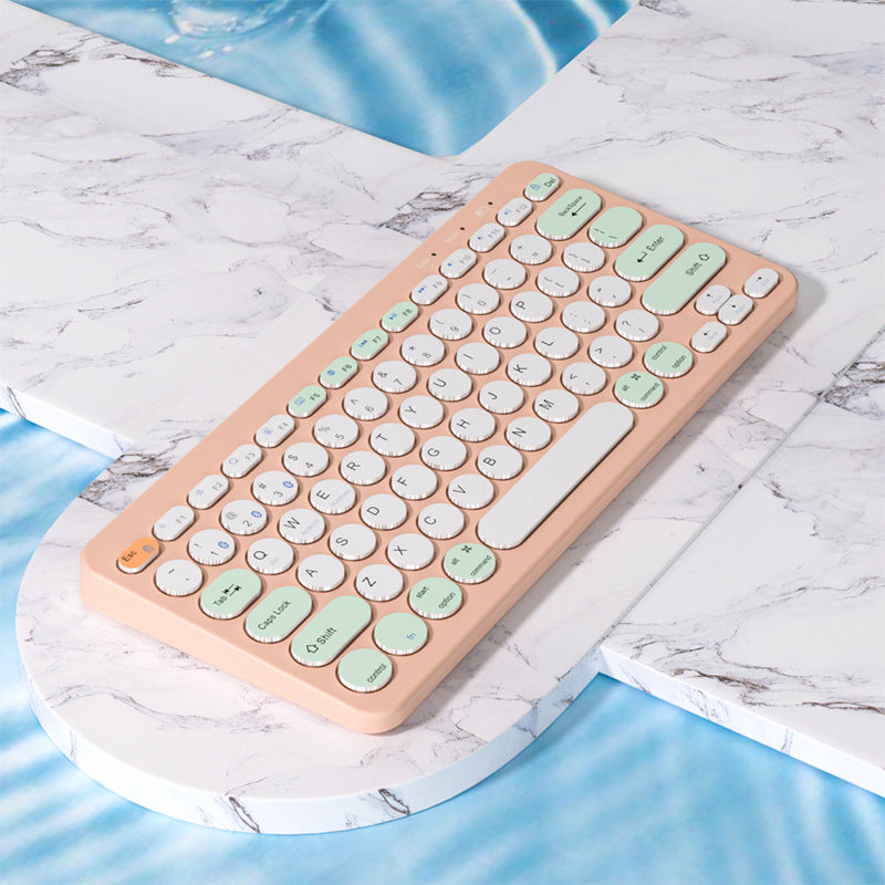 Blue wireless rechargeable new three-mode wireless keyboard and mouse set phablet notebook Android set