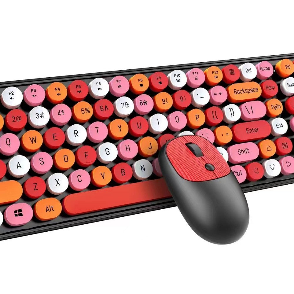 Wireless bluetooth keyboard and mouse set TF350 cross-border office girl punk lipstick retro cute keyboard