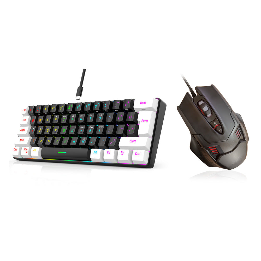 Keyboard G61-2 Gaming Mini RGB Illuminated keyboard Mechanical feel portable compact computer keyboard