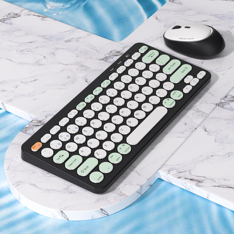 Blue wireless rechargeable new three-mode wireless keyboard and mouse set phablet notebook Android set