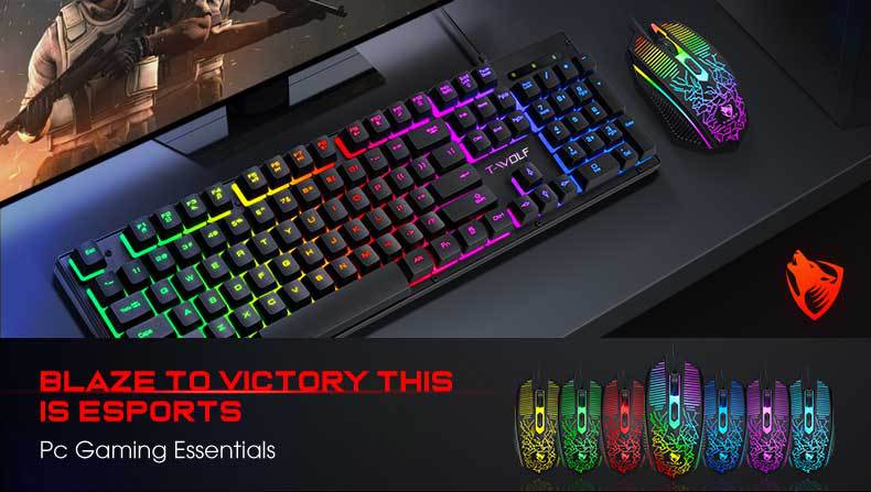 TF400 new mechanical keyboard mouse earphones mouse pad four-piece luminous gaming computer