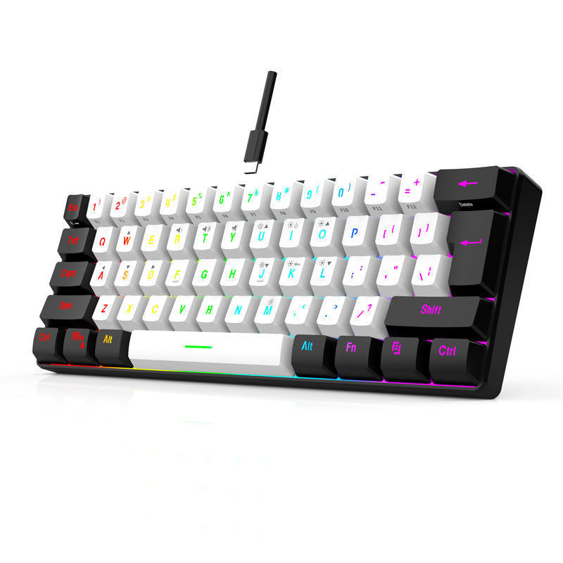Keyboard G61-2 Gaming Mini RGB Illuminated keyboard Mechanical feel portable compact computer keyboard