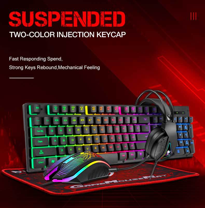 TF400 new mechanical keyboard mouse earphones mouse pad four-piece luminous gaming computer