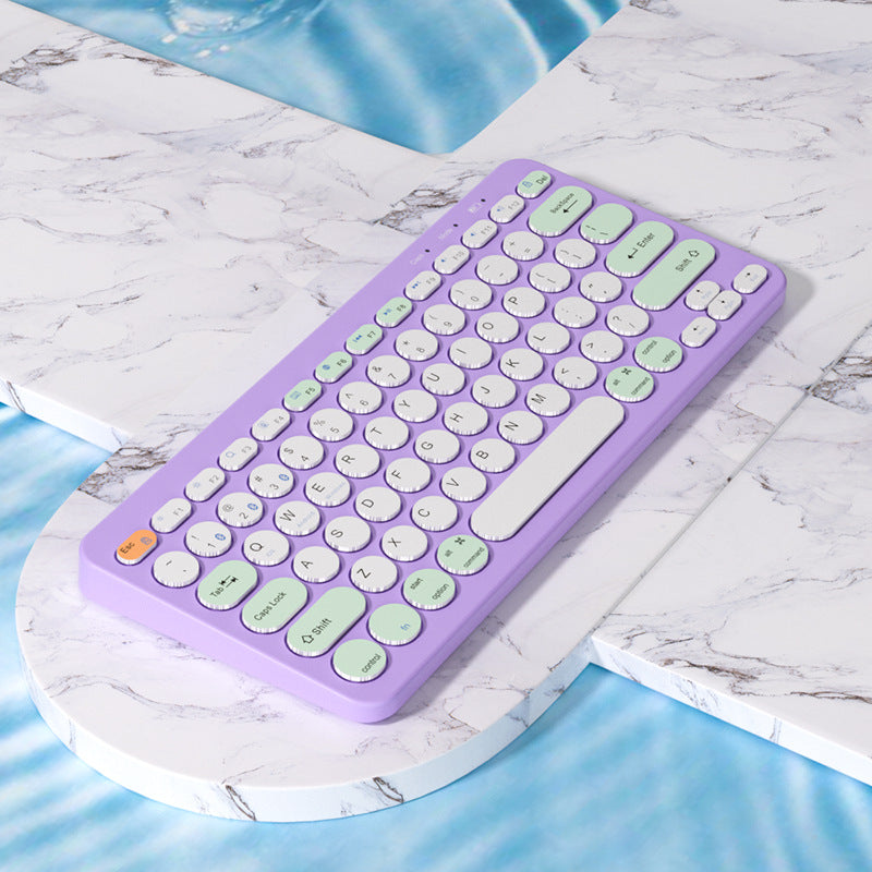 Blue wireless rechargeable new three-mode wireless keyboard and mouse set phablet notebook Android set