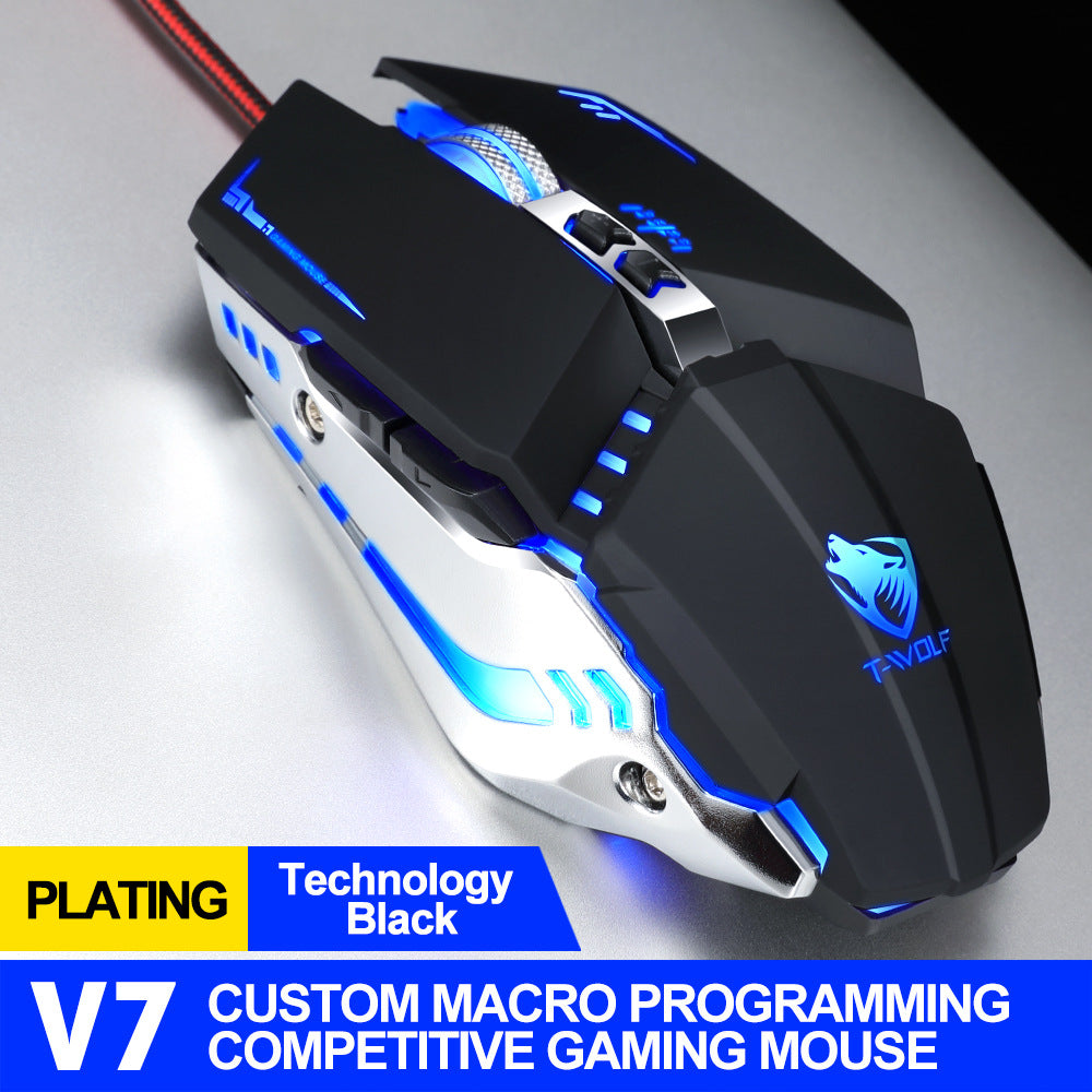V7 Gaming Mouse Mechanical Macro Programming Gaming Glowing Emphasis Mouse USB Mouse