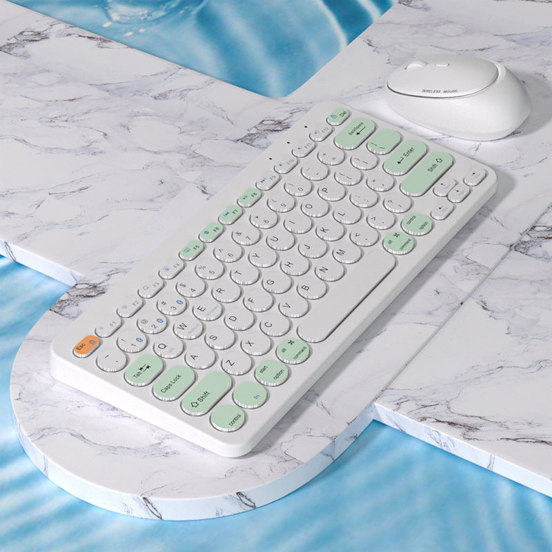 Blue wireless rechargeable new three-mode wireless keyboard and mouse set phablet notebook Android set