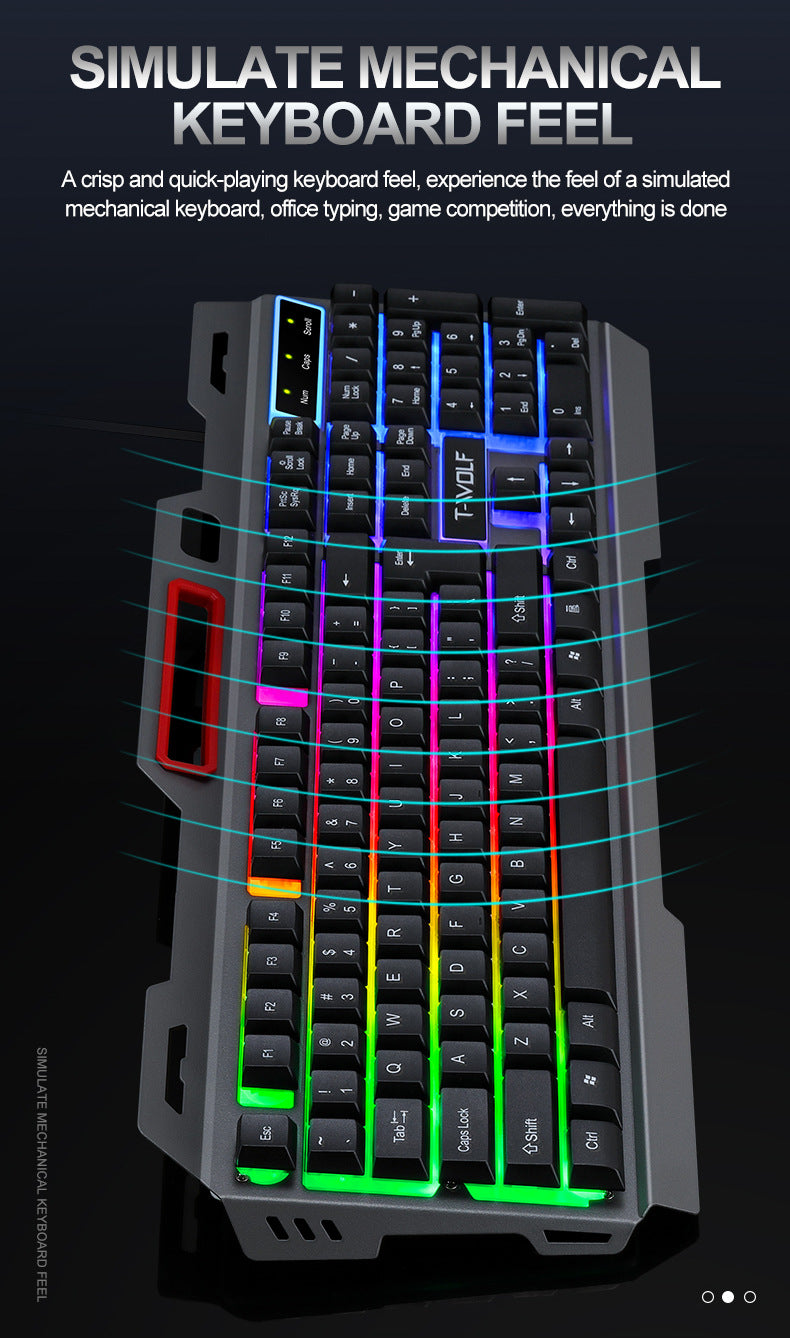 TF600 metal keyboard and mouse set mechanical feel backlight game mobile phone holder keyboard and mouse set