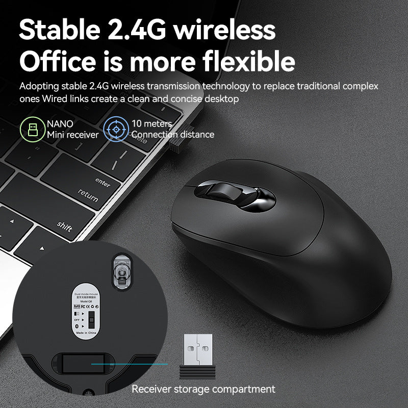 Q8 Wireless Mouse Dual Mode Girls Pink Universal Office Laptop Mouse