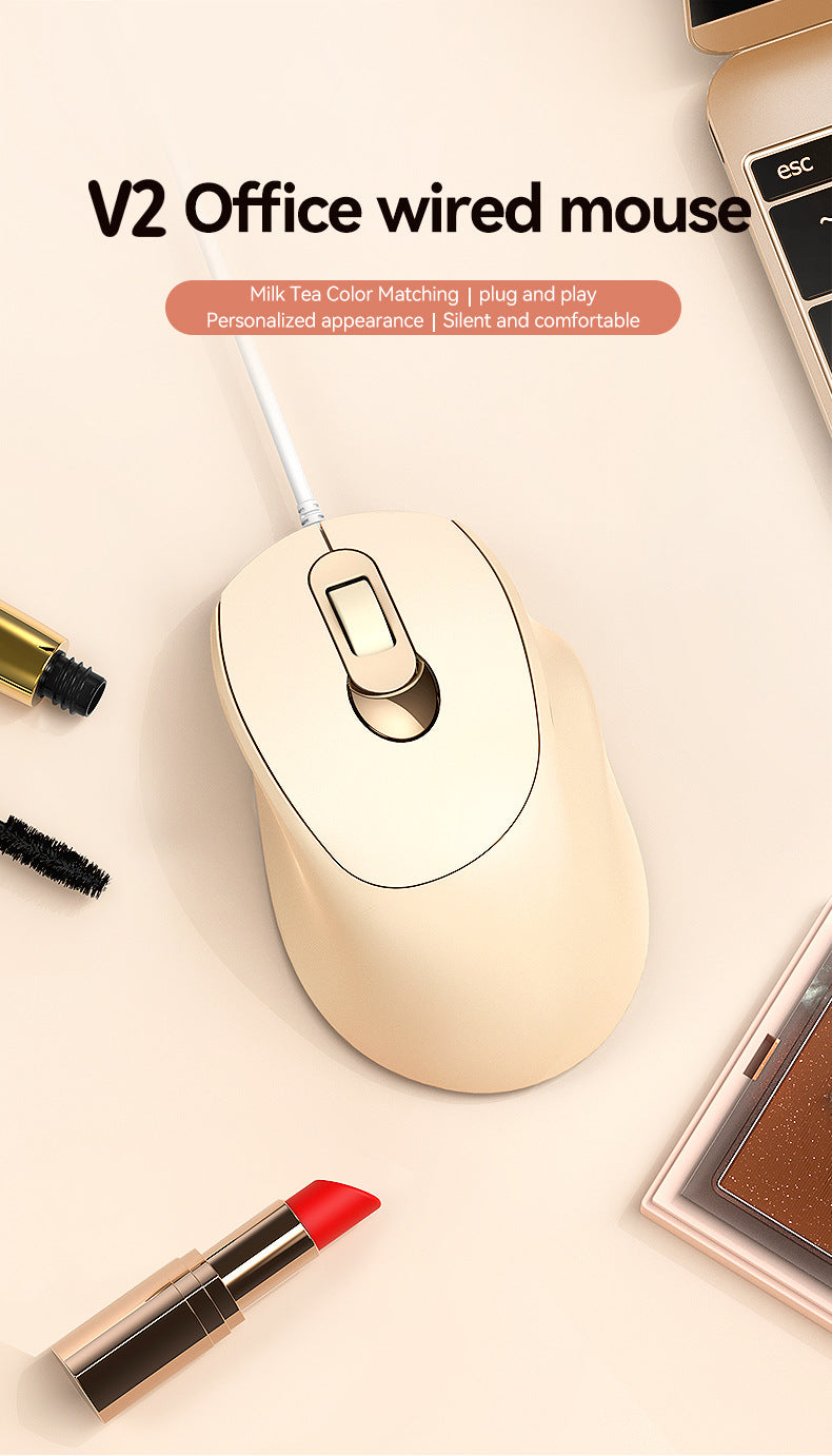 V2 wired mouse 4D business fashion girl mouse office portable mouse private mold